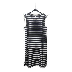 Christopher & Banks Womens L Shift Dress Navy White Striped Sleeveless Stretch